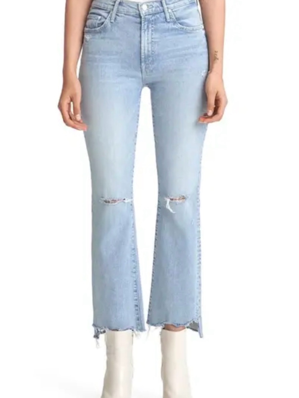 Mother Insider Ripped Chew Hem Crop Jeans - Drinking by the Pool - Size 29